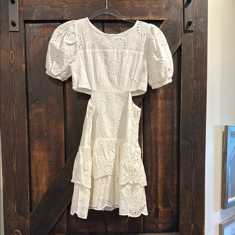 Habitual Ivory Eyelet Tiered Dress